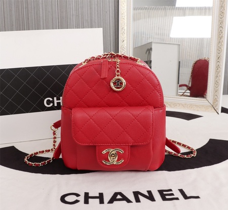 Chane* Caviar Mini Backpack Red 22x18x10 cm