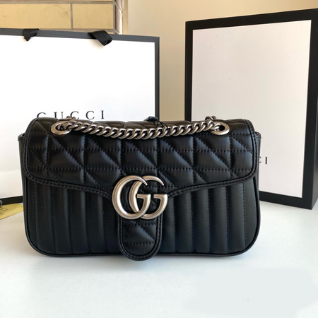 Gucc* GG Marmont Super Bag Black 26x15x7 cm