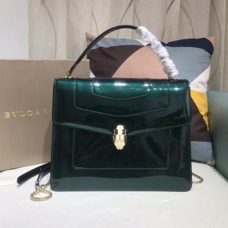 Bvlgar* Serpenti Forever Patent Leather Green 25x20x10.5 cm