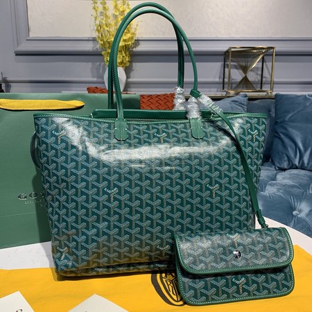 Goyar* Rouette Leather Tote Bag Green 34x22x27 cm