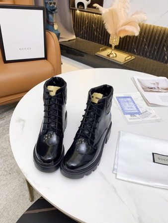Gucc* Ankle Boots Black Heel 6cm Size 34-42