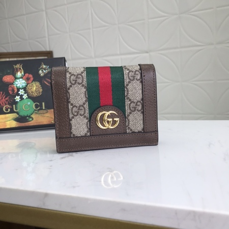 Gucc* GG Leather Short Wallet 11x8.5x2.5 cm