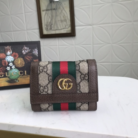 Gucc* GG Leather PVC Wallet 12.5×10×3 cm