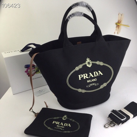 Prad* Fiber Handbag Purse Black 30×26×20 cm