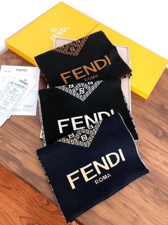 Fend* Knitted Wool Scarf Shawl 3 Colors 30x180 cm