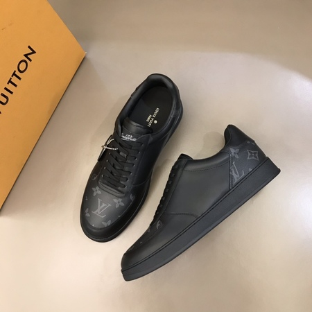 L*V Monogram Calfskin Sneakers Shoes for Men Black Size 38-44