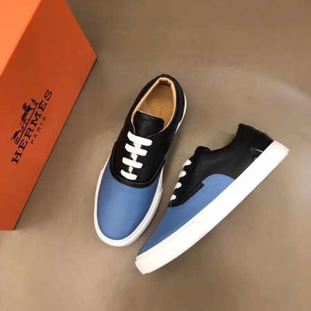 Herme* Calfskin Sneakers Shoes Blue Size 38-45
