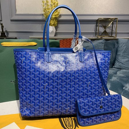 Goyar* Rouette Leather Tote Bag Royal Blue 34x22x27 cm