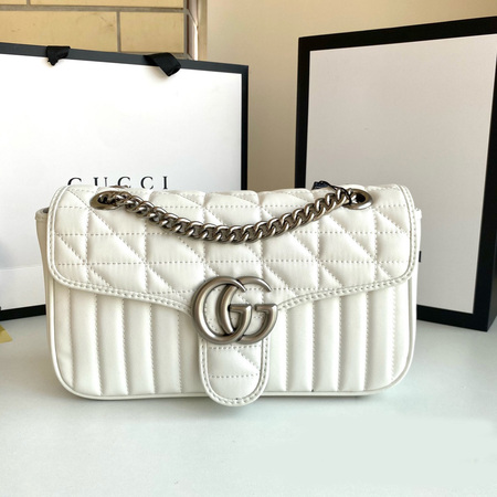 Gucc* GG Marmont Super Bag White 26x15x7 cm