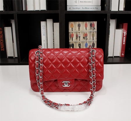 Chane* Classic Handbag Lambskin Purse Red 25.5x15x7.5 cm