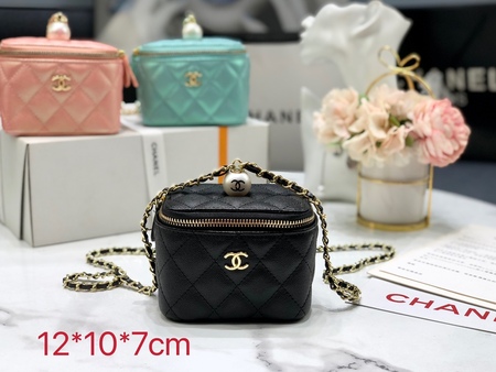 Chane* Pearl Cosmetic Bag Black/Green/Pink 12x10x7 cm