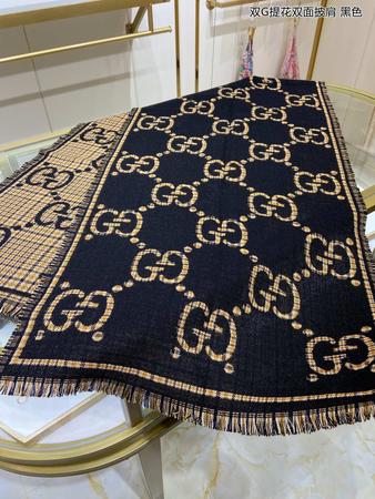 Gucc* Wool Scarf Black/Brown 46x180 cm