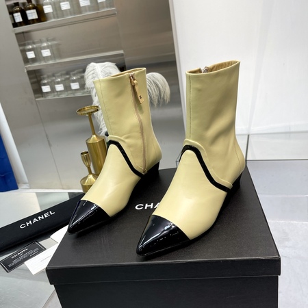 Chane* Leather Short Boots Yellow Size 35-41