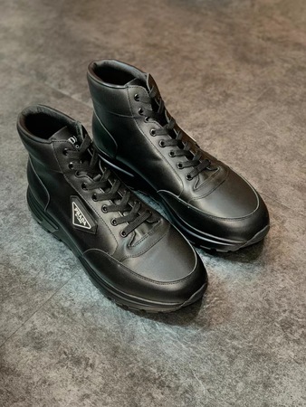 Prad* Calfskin Men's Sneakers Shoes Black Size 38-45