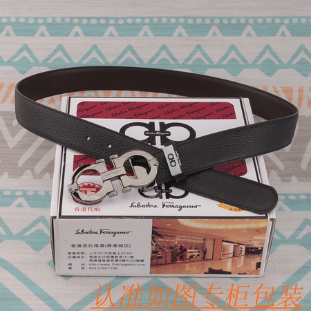 Ferragam* Cowhide Belt Black 3.5cm