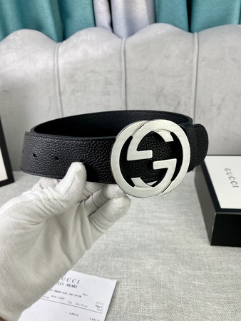 Gucc* GG Marmont Cowhide Belt Silver/Gold/Beige 38 MM