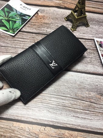 L*V Calfskin Wallet Black 19x9.5x1 cm