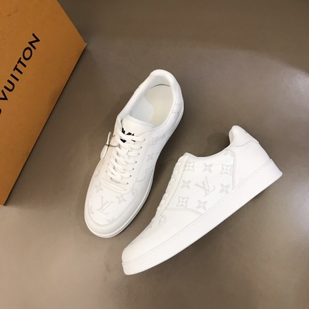 L*V Monogram Calfskin Men's Sneakers Shoes White Size 38-44