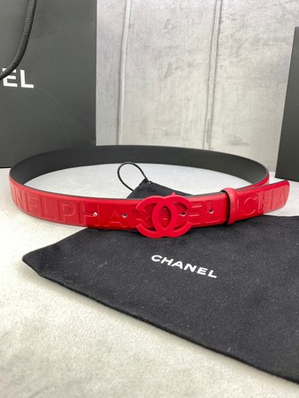 Chane* Calfskin Belt Red 30 MM