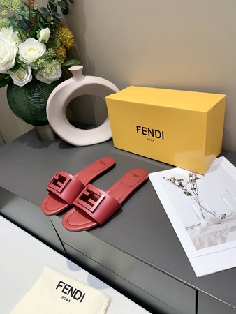 Fend* Baguette Leather Slides Shoes Red Size 35-43
