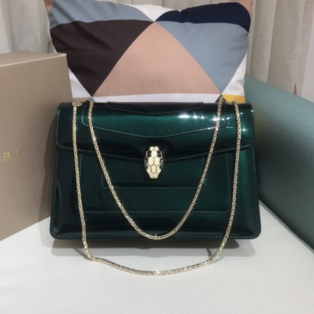 Bvlgar* Serpenti Forever Patent Leather Green 27x18x8.5 cm